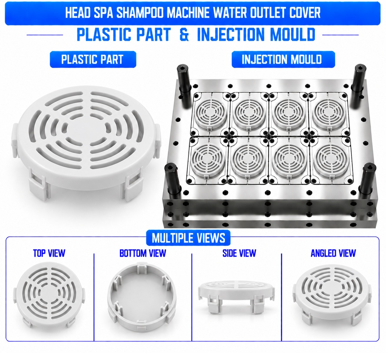 Head Spa Shampoo Machine Plastic Water Outlet Cover Mould and Moulding Services